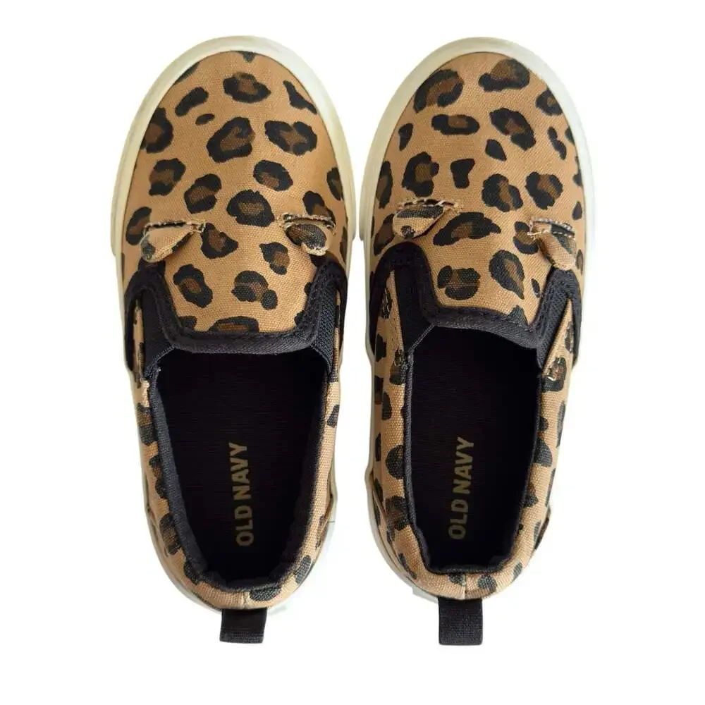 Old Navy Leopard Animal Print Canvas Slip On Shoes Toddler Size 8